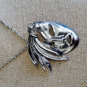 28 INCH NECKLACE FACE WITH GEMS EARRINGS SET MODERN ART SILVER TONE ART …